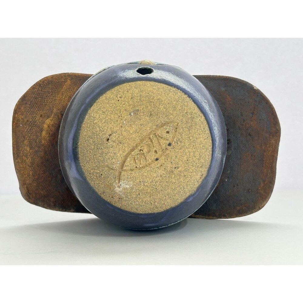 Handcrafted Pottery Birdhouse Heart Blue Cottagecore Farmhouse Garden Rustic - Picture 6 of 9